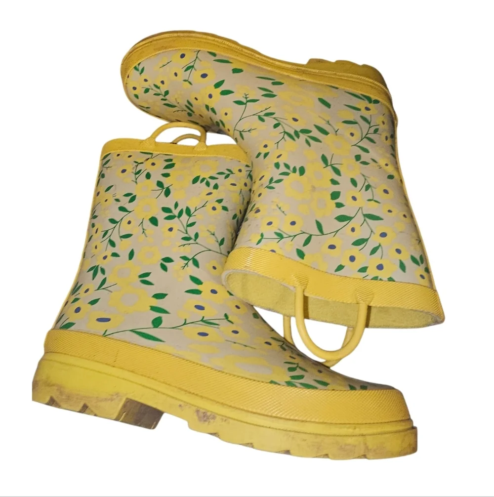 Lily & Dan  Yellow Floral Kids' Rain Boots